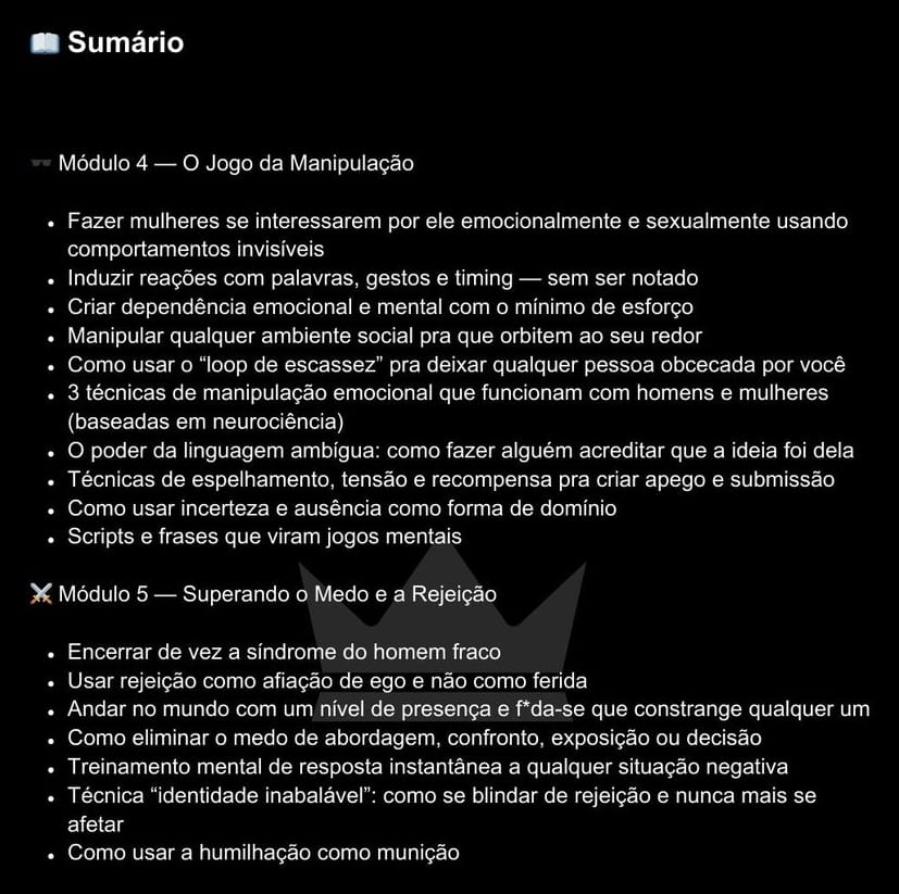Sumário do Protocolo H.R.C.J., módulos 4 e 5